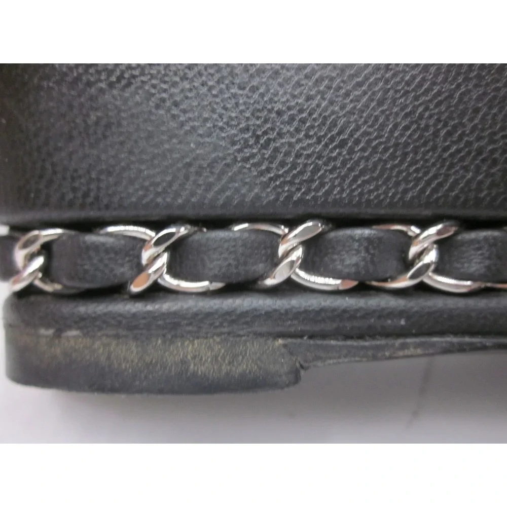 Chanel CC Cap Toe Black Leather Chain Link Wedge Pumps Size EU38/US 7.5-8 - Picture 12 of 12